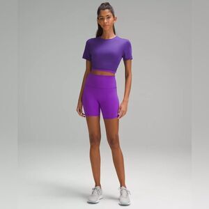 Wunder Train Mesh Panel High-Rise Short 6" in Atomic Purple 4 NWT
